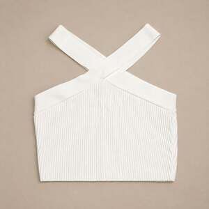 Dreamers by Debut halter top size S White Ribbed Knit Crisscross crop
